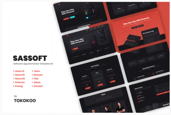 Sassoft | Mobile App & Fintech Startup Elementor Template Kit