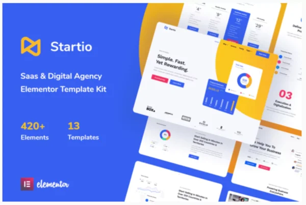 Startio - Saas & Digital Agency Elementor Template Kit