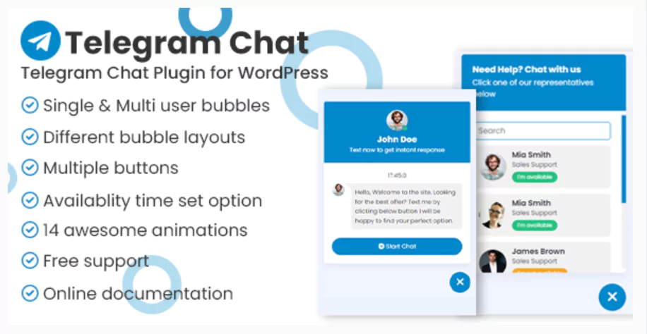 Telegram Chat Support Pro WordPress Plugin