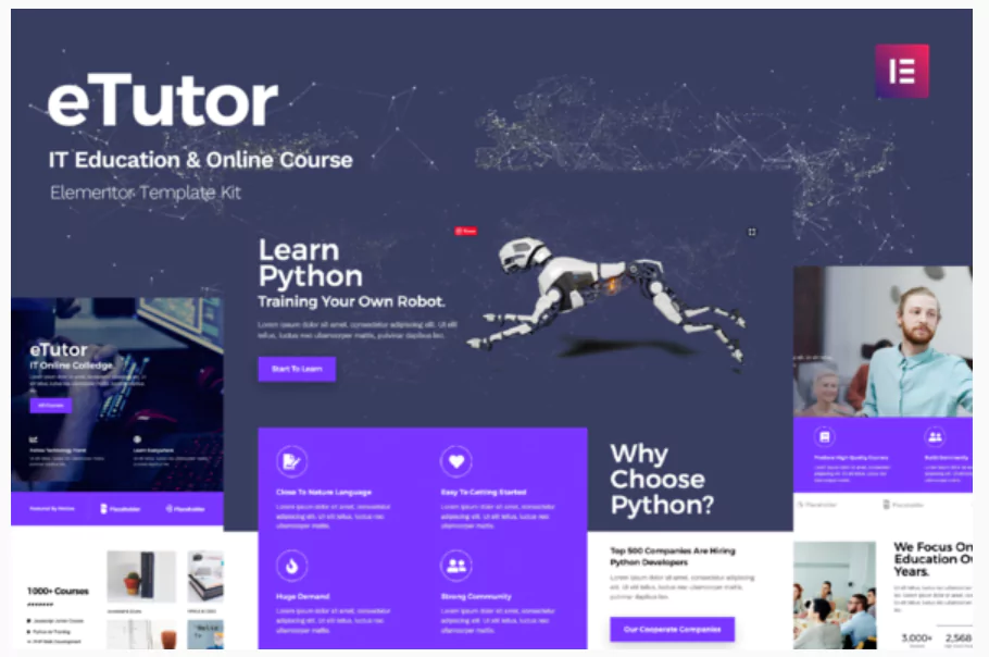 eTutor - Education & Online Course Elementor Pro Template Kit