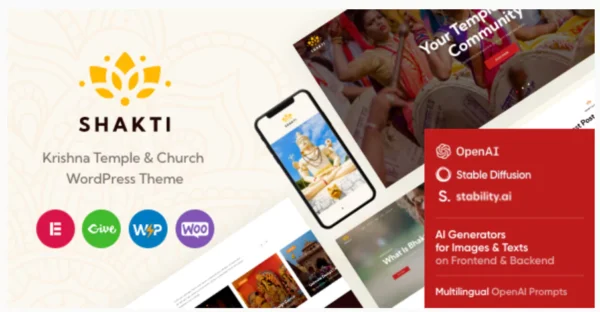 Shakti - Church & Religion Nonprofit Krishna WordPress Theme
