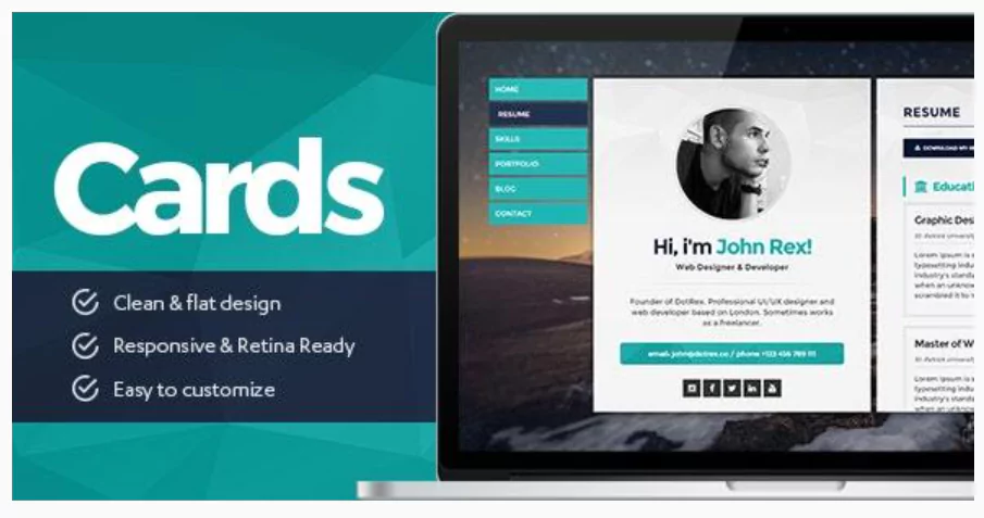Cards - Resume & Portfolio WordPress Theme