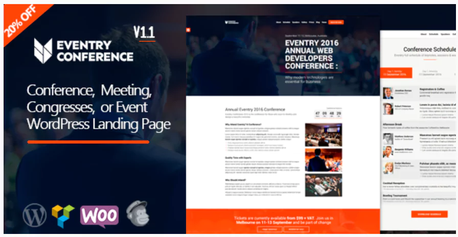 Eventry - Conference Meetup Landing Page WordPress Theme
