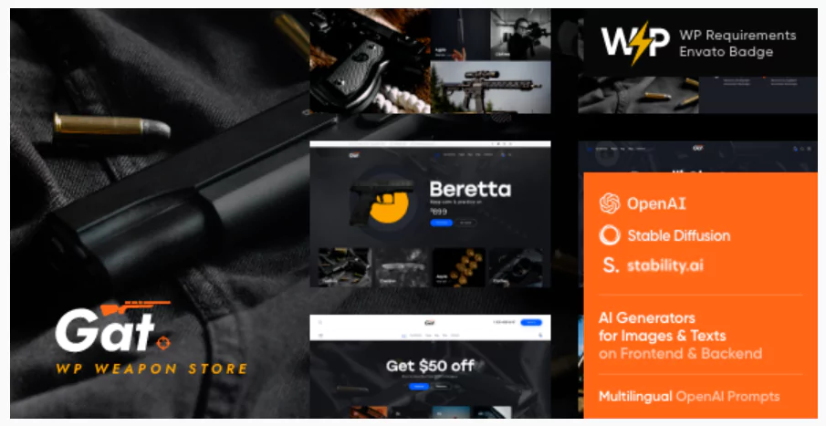 Gat - Gun & Weapon Store WordPress Theme
