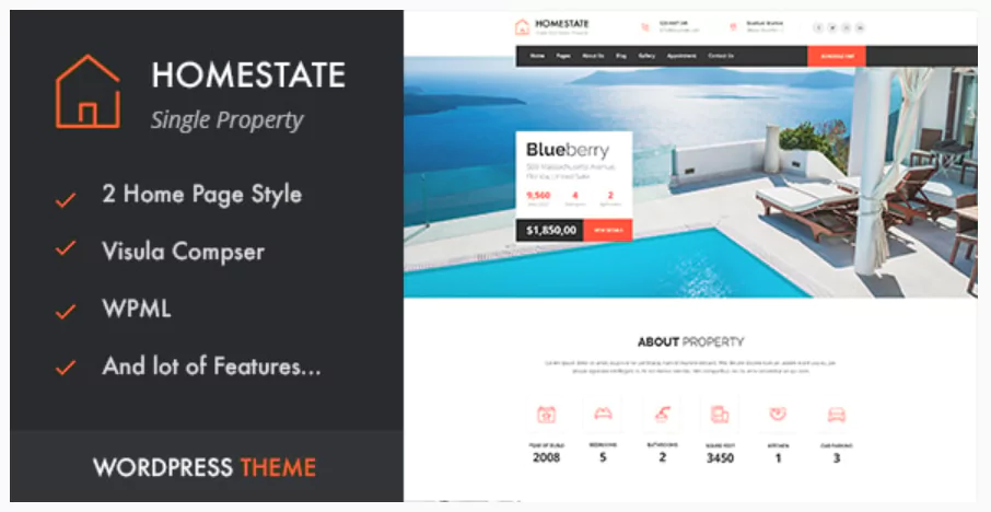 HOME STATE - Single Property Real Estate WordPress Theme