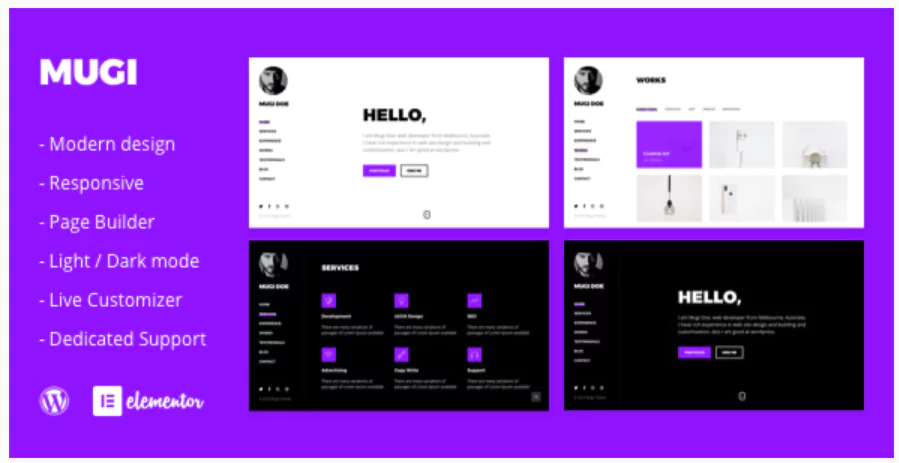 Mugi - Personal Portfolio & Resume WordPress Theme