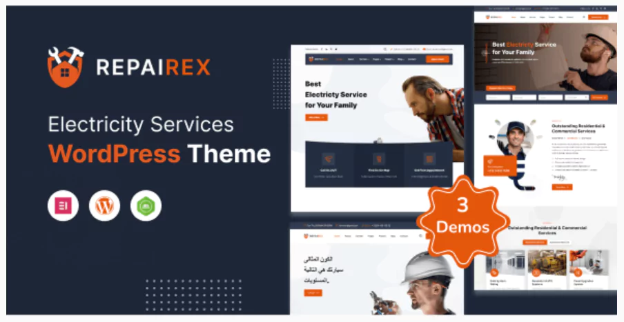 Repairex - Electricity Services WordPress Theme + RTL