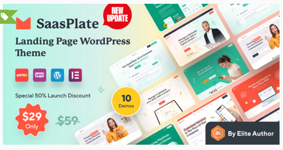 SaasPlate - Creative SaaS and App Landing WordPress Theme