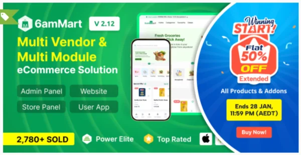 6amMart - Multivendor Food, Grocery, eCommerce, Parcel, Pharmacy delivery app with Admin & Website