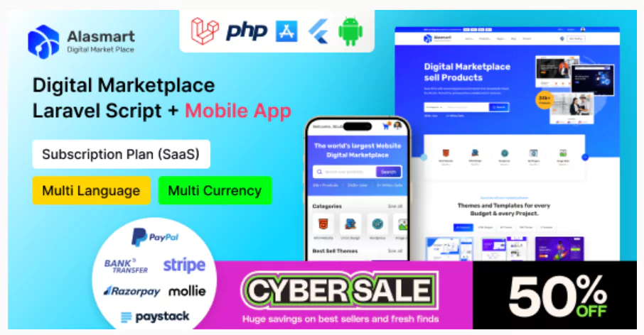 Alasmart - Digital Product Download Marketplace Laravel Script