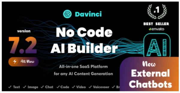 Davinci AI - OpenAI Content, Text, Image, Voice, Chat, Code, Transcript, and Video Generator as SaaS
