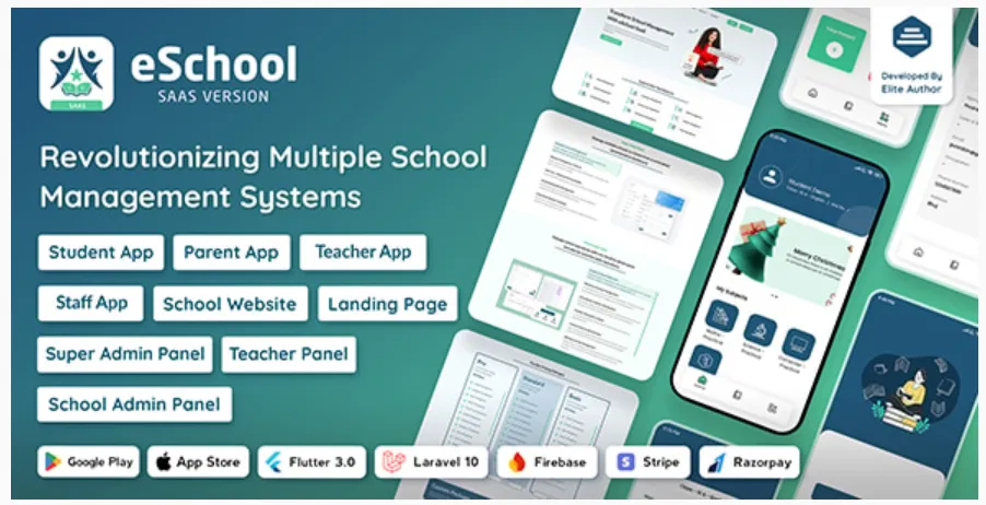 eSchool SaaS - School Management System with Student | Parents Flutter App | Laravel Admin