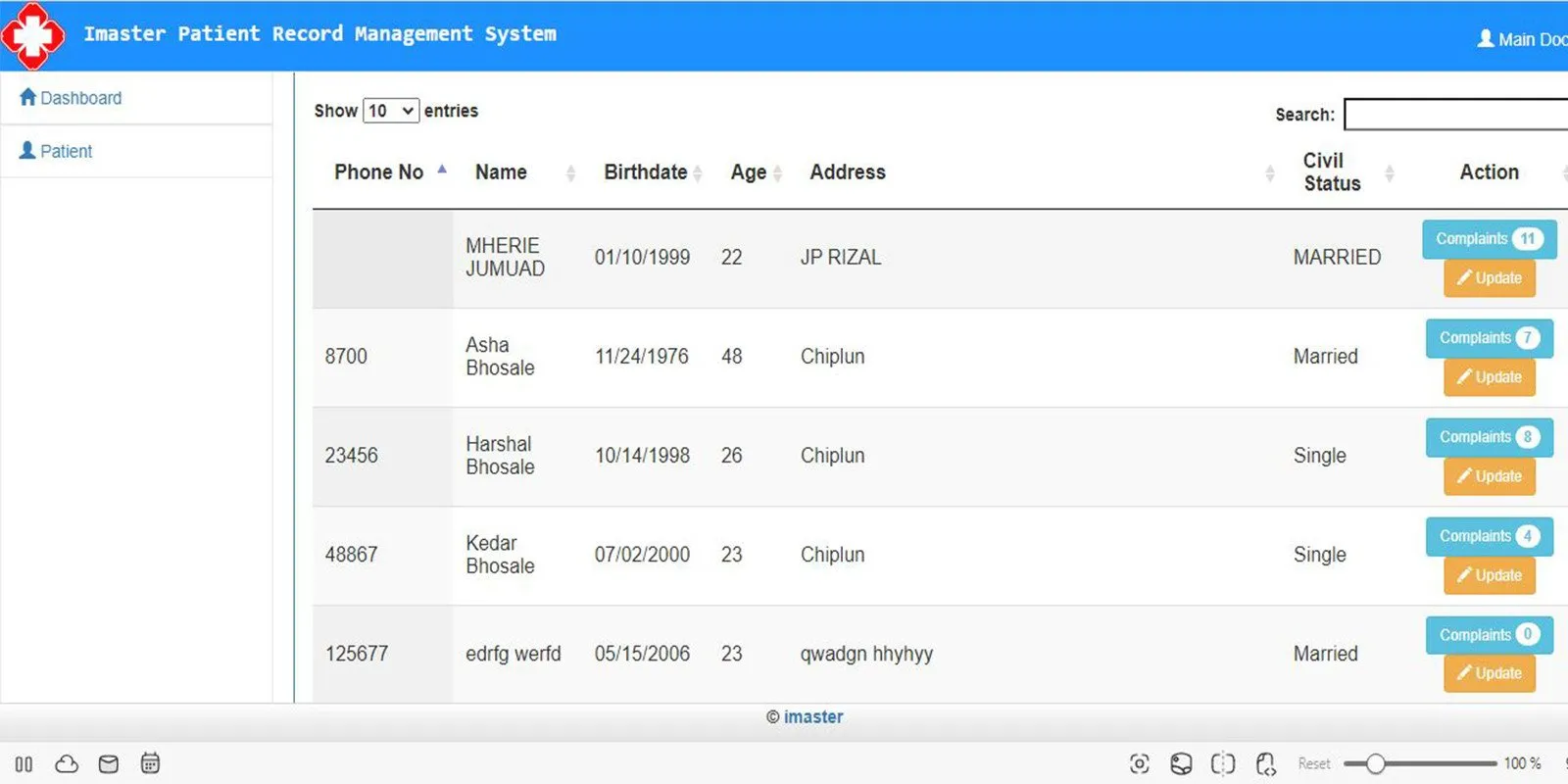 Imaster Patient Records Management System