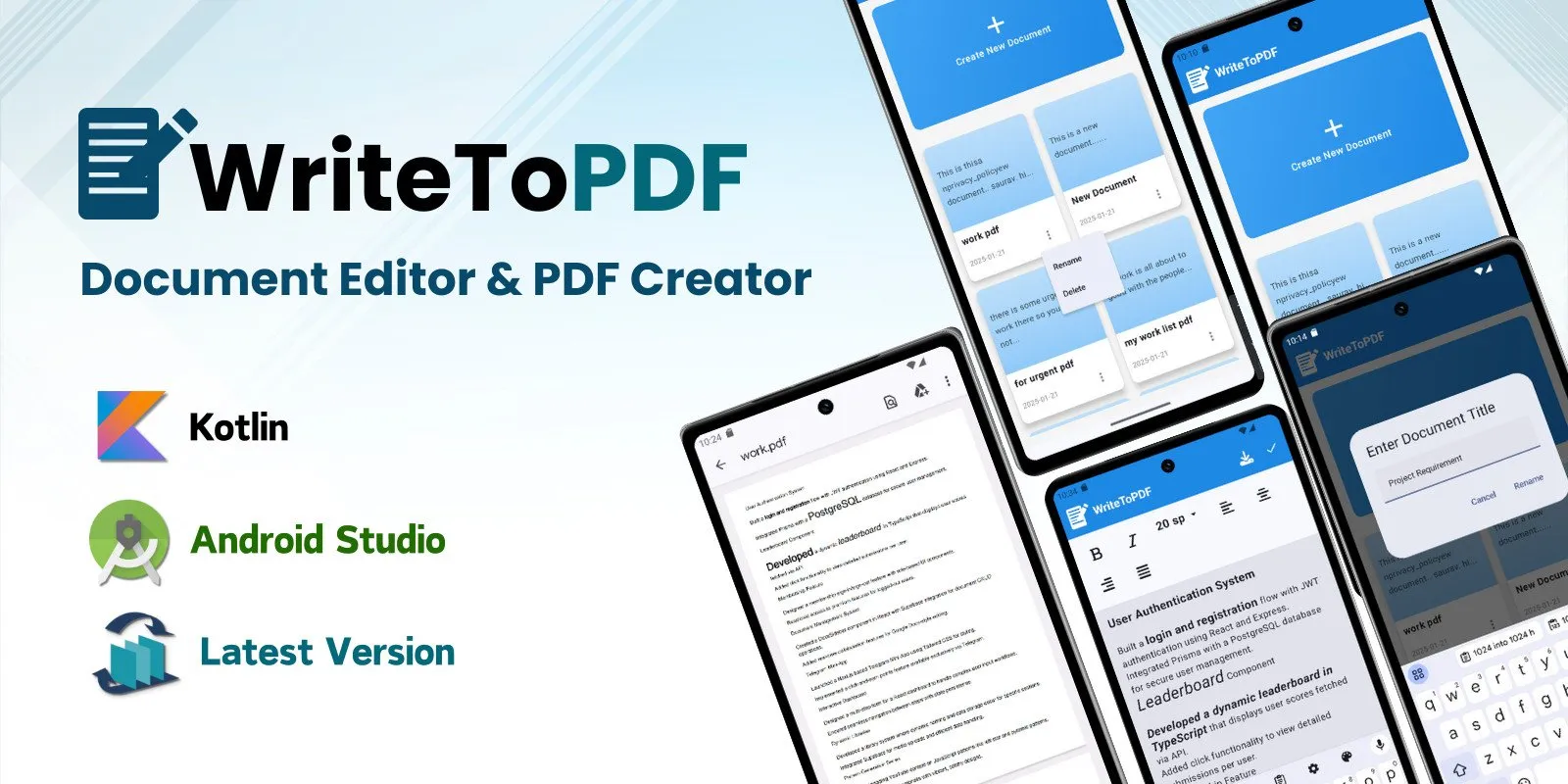 WriteToPdf - Document Editor PDF Creator Android